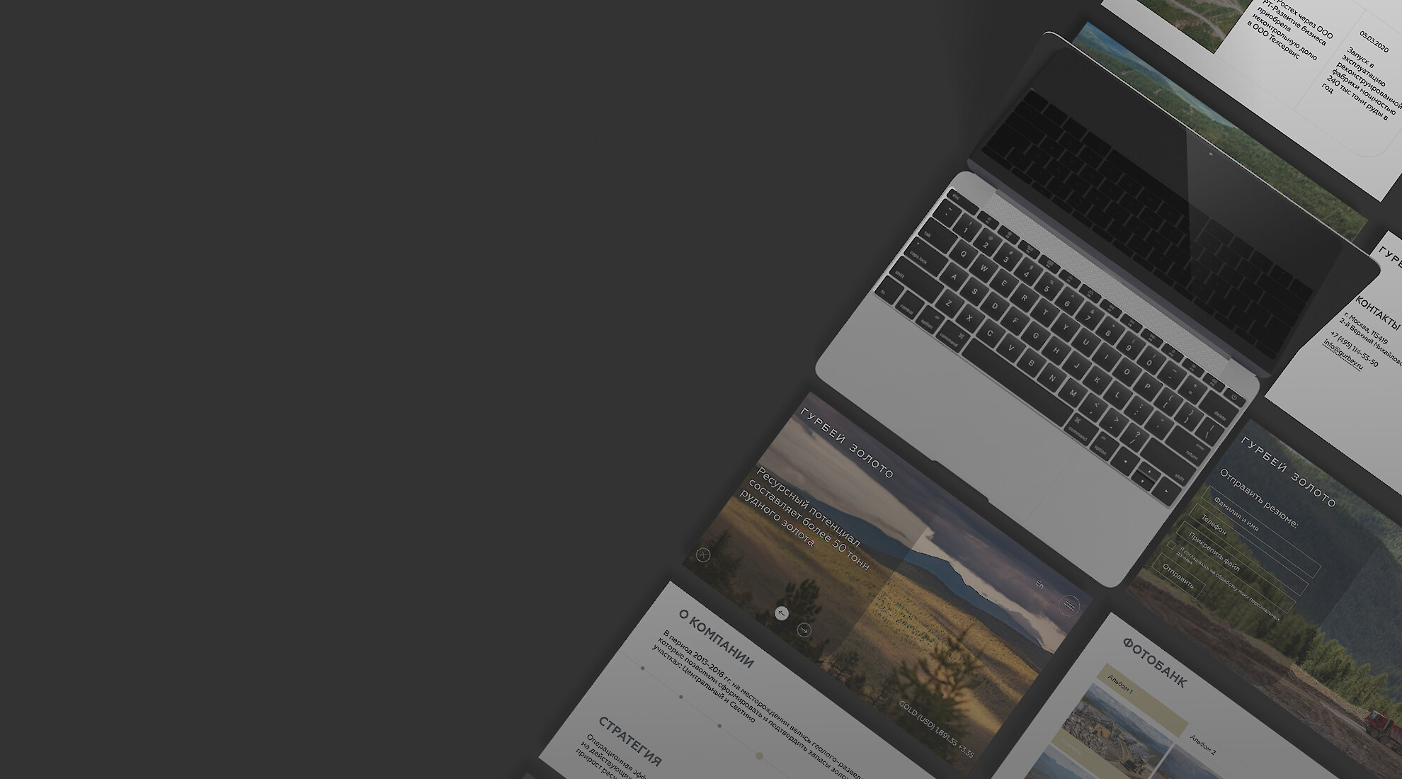 Corporate website for a gold mining company